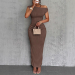 Off-Shoulder Dress Factory - OEM 2025 New Water Ripple