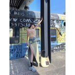 Denim Long Skirt Manufacturer - OEM Wasteland Style Fur Edge