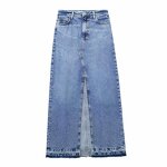 Long Denim Skirt Manufacturer - OEM Chic Solid Color Half Skirt