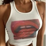 Crop Top Factory - OEM Summer Lip Print Rib Vintage