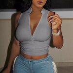 Women's Vest Factory - OEM V-Neck Tight Sexy Zipper