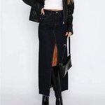 Long Denim Skirt Manufacturer - OEM Chic Solid Color Half Skirt