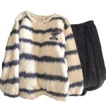 Striped Pajamas Set Factory - OEM Coral Fleece Sweet Home