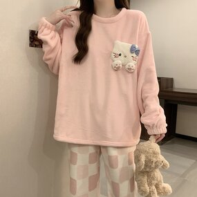 Plush Pajamas Set Manufacturer - OEM 2024 Winter Thickened Cat