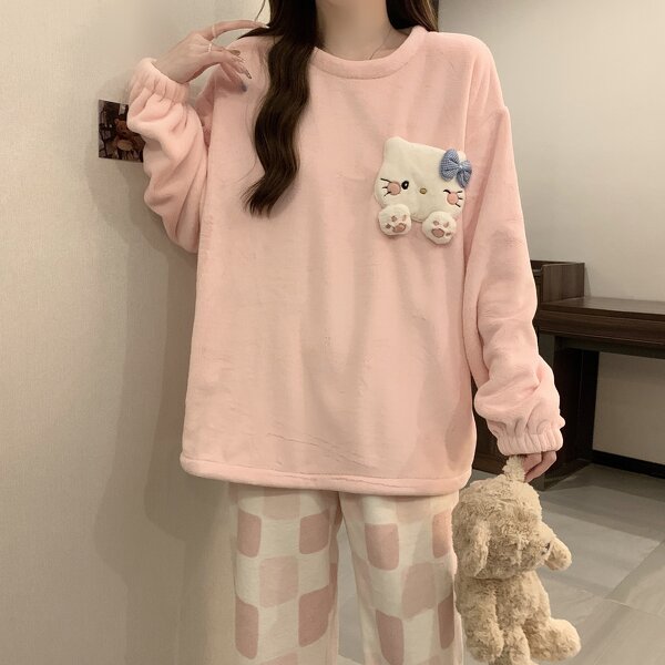 Plush Pajamas Set Manufacturer - OEM 2024 Winter Thickened Cat