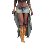 Denim Long Skirt Manufacturer - OEM Wasteland Style Fur Edge