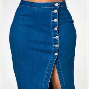 Denim Long Dress Manufacturer - OEM Large Size Bag Hip Design