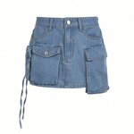 Denim Skirt Factory - OEM Irregular Pocket Tie Dye Pattern