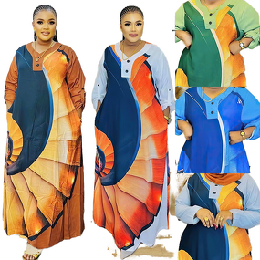 Satin Abaya Dress Factory - OEM Printed Hijab Set Vintage