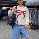 Pullover Sweater Manufacturer - OEM Winter Bow Jacquard Loose
