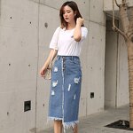 Distressed Denim Skirt Factory - OEM Vintage Niche Strap Design