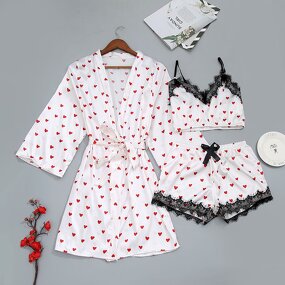 Plus Size Pajamas Set Factory - OEM Satin Comfortable Printed