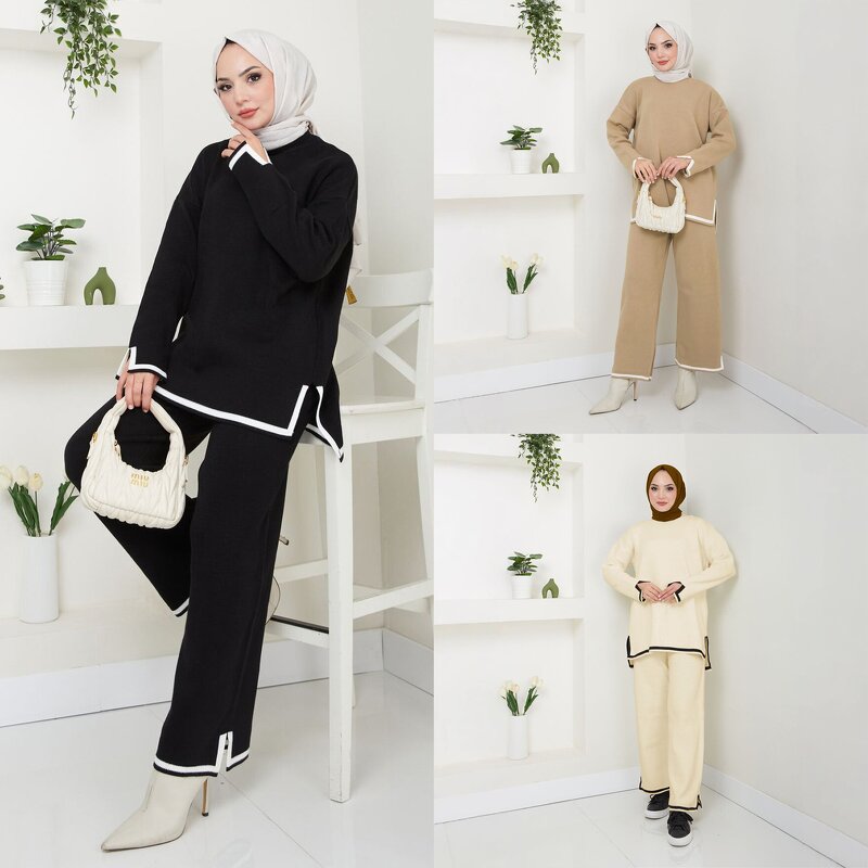 Muslim Sweater Pants Suit Manufacturer - OEM Knitted Wide Leg