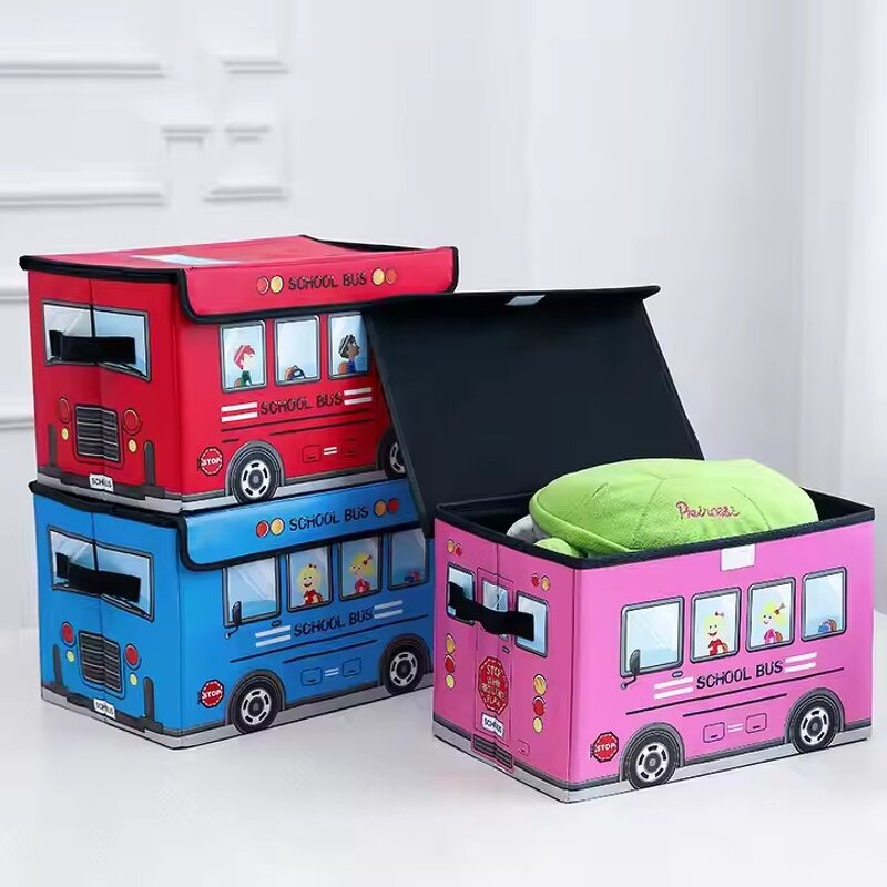 Car-Theme Storage Box Factory - OEM Cartoon Foldable Non-Woven Toy Organizer