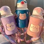 Kids Water Bottle Factory - OEM Portable Student Bottle with Strap Straw