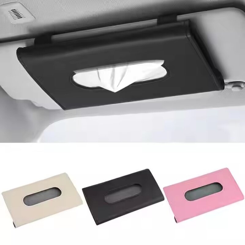 Leather Tissue Box Factory - OEM Car Sun Visor Holder Mask Storage Box