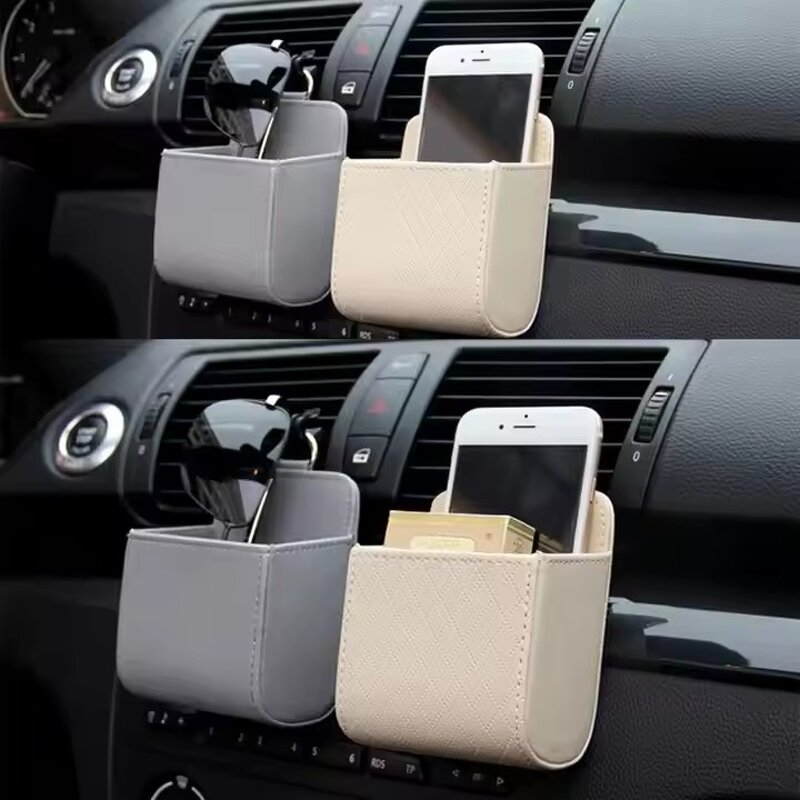 Car Phone Holder Supplier - OEM PU Leather Air Vent Storage Bag