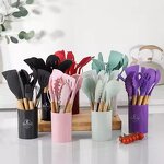 Custom Kitchen Set Supplier - OEM 12 Pcs Silicone Cookware with Knife