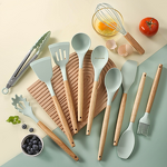 Silicone Cookware Set Manufacturer - OEM 12 Pcs Wooden Handle Spatula Kit