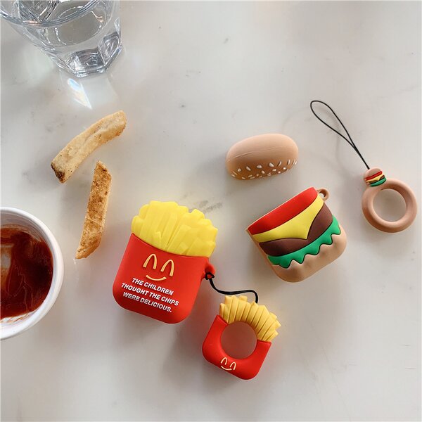 AirPods Case Factory - OEM 3D Hamburger Fries Design Finger Ring