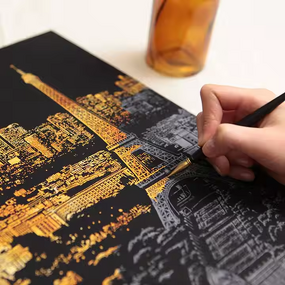 Gold Scratch Painting Paper Factory - OEM Golden City Scraping Set