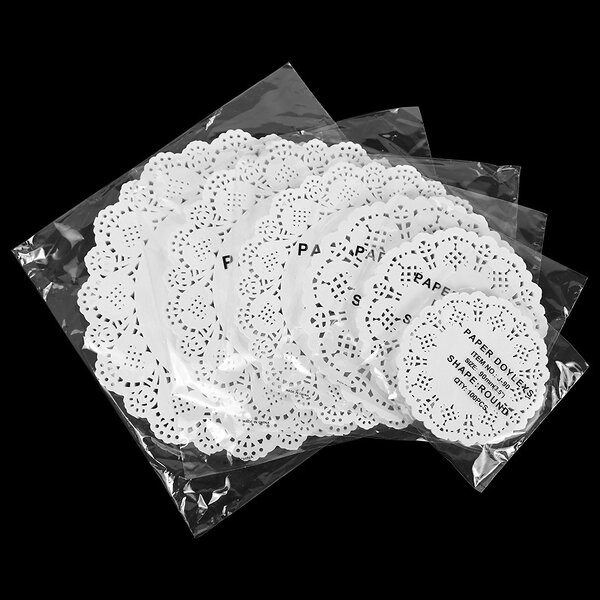 Round Lace Coaster Supplier - OEM 100Pcs White Cake Mat Wedding Gift Packing