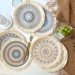 Cotton Placemat Supplier - OEM Mandala Round Bohemian Tassel Pad Dining