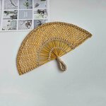 Straw Fan Manufacturer - OEM Hand-woven Decorative Semicircular Cooling Fan
