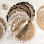 Jute Placemats Manufacturer - OEM Woven Printed Tassel Heat Insulation Decor