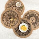Jute Placemats Manufacturer - OEM Woven Printed Tassel Heat Insulation Decor