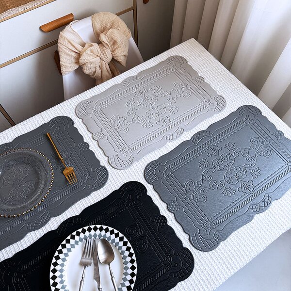 Faux Leather Placemats Factory - OEM Rectangle Nordic Cream Insulated Table Mat