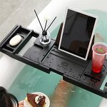 Bamboo Bathtub Tray Manufacturer - OEM Simple Solid Wood Folding Shower Organizer