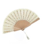 Lace Hand Fan Factory - OEM Pink Vintage Retro Fabric Foldable Fan