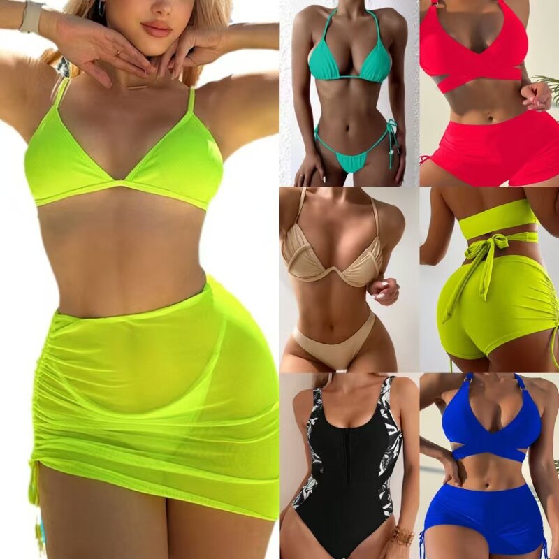 Swimsuit Manufacturer - OEM Wholesale Three Piece Bikini Ribbed