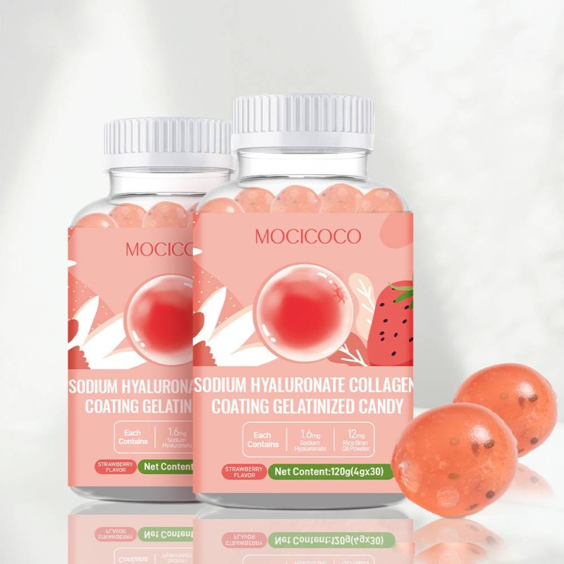 Hyaluronic Acid Marine Collagen Peptides Strawberry Flavor Gummies Fudge for Skin Whitening Face Elasticity Anti Skincare Aging