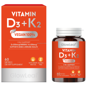 Organic Vitamin D3 K2 Softgel 10000 IU Vitamin D3+K2 Vegan Health Promotes Healthy Muscle Multivitamin Capsules Softgel