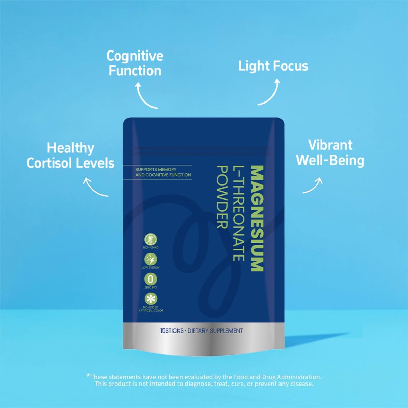 GlowLeaf Magnesium Glycinate Powder Brain Health Memory Support Magnesium Supplement L-Threonate Magnesium Powder