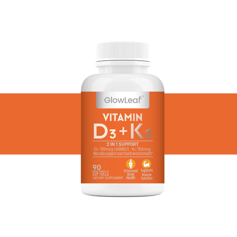 ACORN Private Label 90pcs Stronger Bones Vitamin D3 4000 Iu K2 Vitamin D3 K2 Softgel Capsule