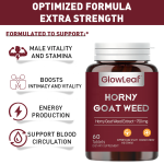 GlowLeaf Horny Goat Weed Tablets Male Enhancement Supplements for Men Energy Support Horny Goat Weed Tablets Men Supplements