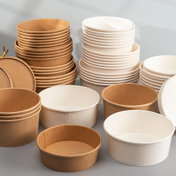 Eco Lunch Boxes Supplier - OEM 750-1300ml Kraft Paper Salad Bowl with Lid