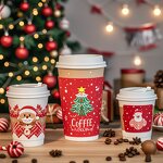 Christmas Paper Cups Factory - OEM Disposable Double Wall Creative 8/12oz