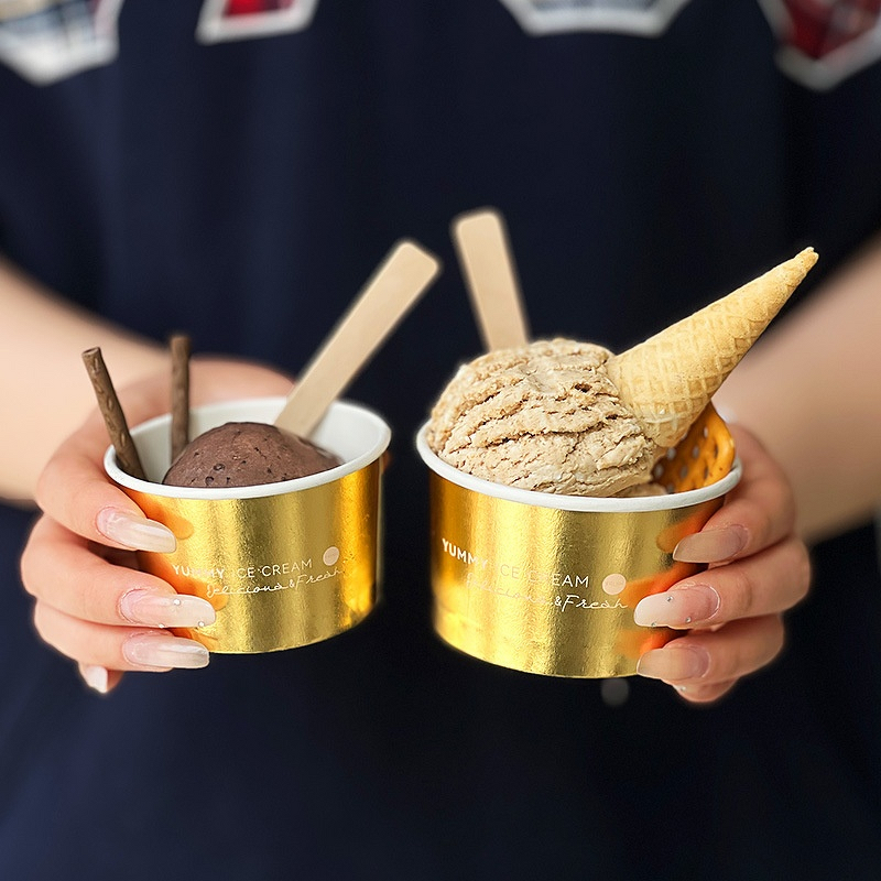 Gold Paper Cups Factory - OEM New Disposable 3oz Eye-catching Gold Foil