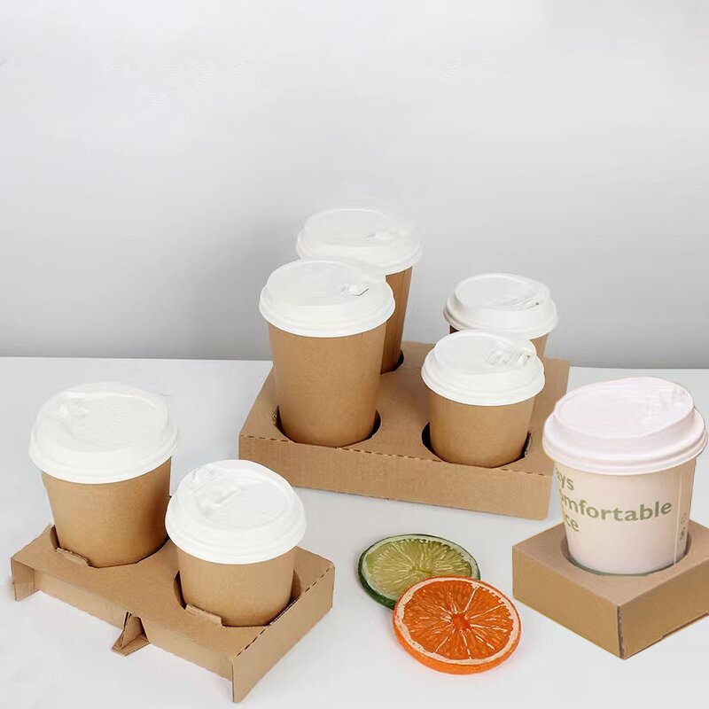 Corrugated Cup Holders Manufacturer - OEM Disposable Biodegradable Four Double