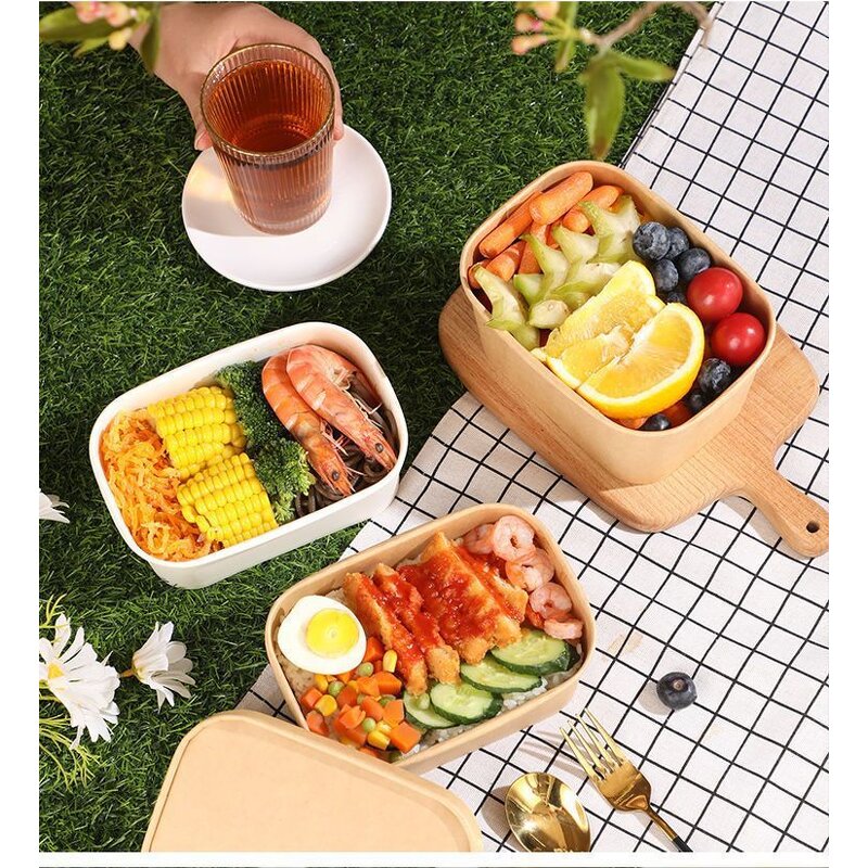 Takeaway Food Containers Factory - OEM Custom Rectangle Paper Salad Container
