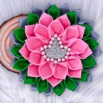 Silk Flower Brooch Manufacturer - OEM Cute Pink Green Alpha IVY
