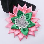 Corsage Brooch Factory - OEM Handmade Pink Green Petals Pin