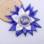 Sorority Brooch Factory - OEM Factory Direct Blue White Satin
