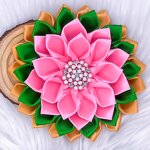 Silk Flower Brooch Manufacturer - OEM Cute Pink Green Alpha IVY