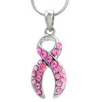 Breast Cancer Necklace Manufacturer - OEM Metal Sparking Pink Ribbon