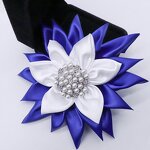 Sorority Brooch Factory - OEM Factory Direct Blue White Satin
